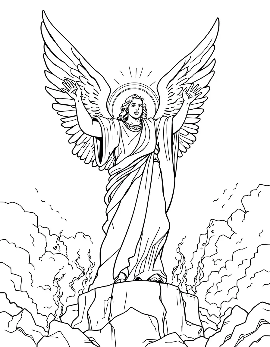 An angel proclaiming the fall of Babylon.