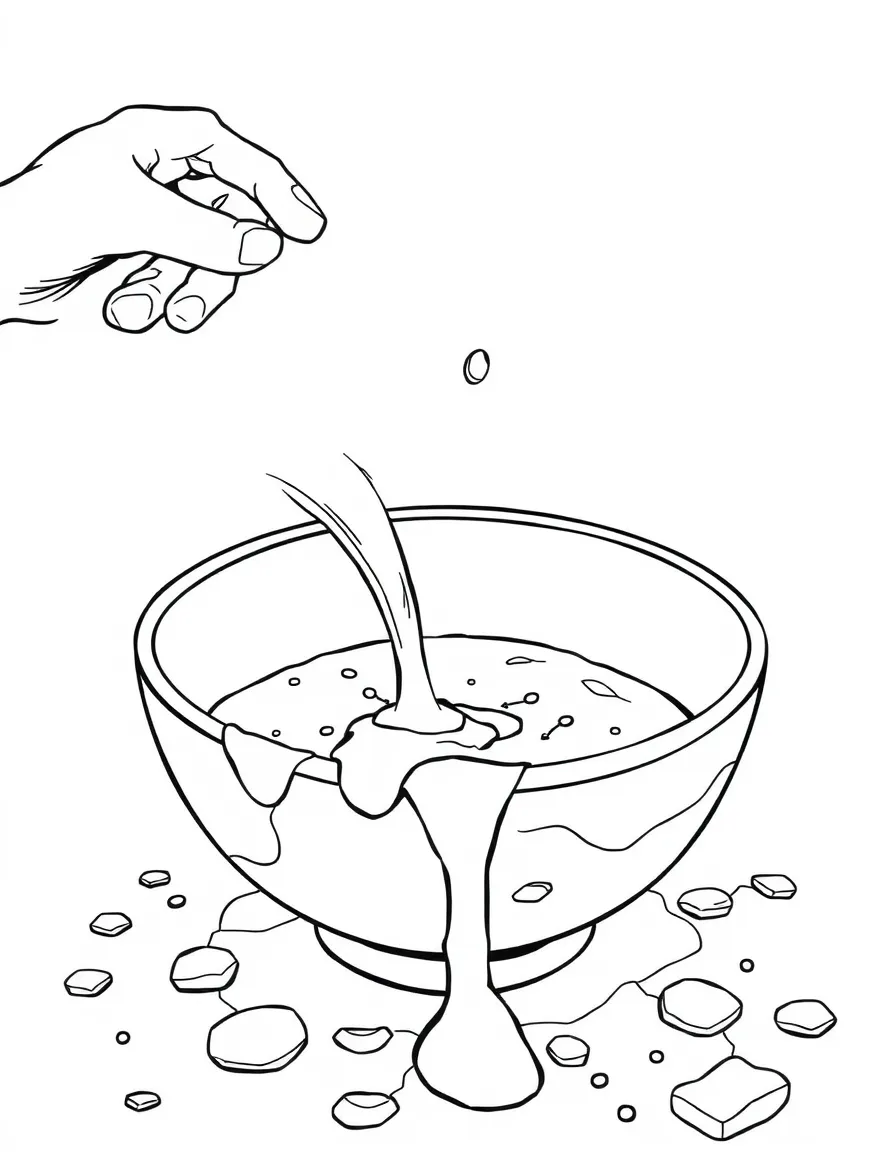 The first bowl poured out, with harmful sores on people.
