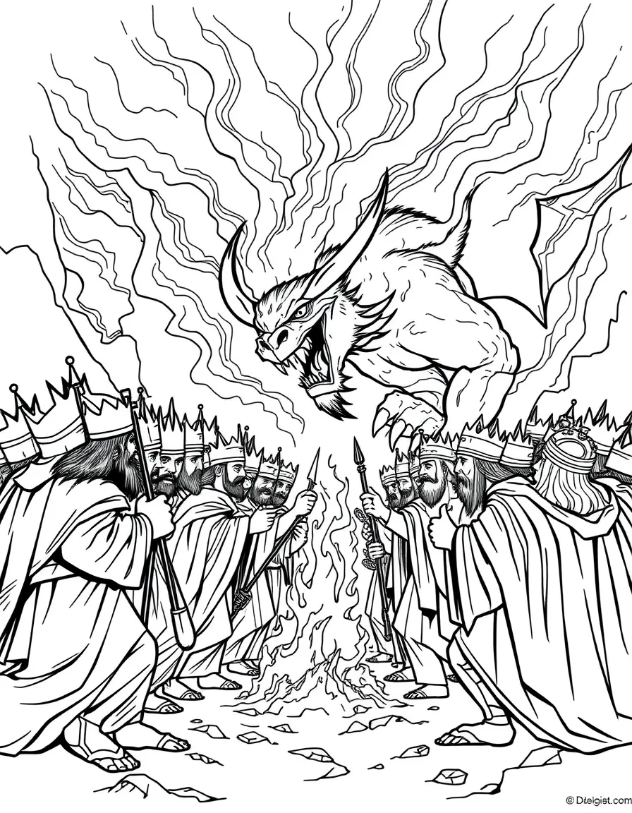 The beast and the kings of the earth gathering for war against Jesus.