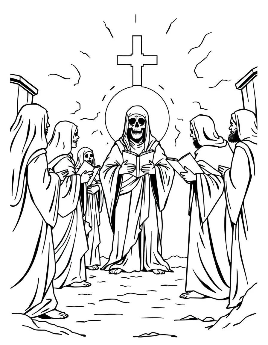 The dead standing before God, with books being opened.