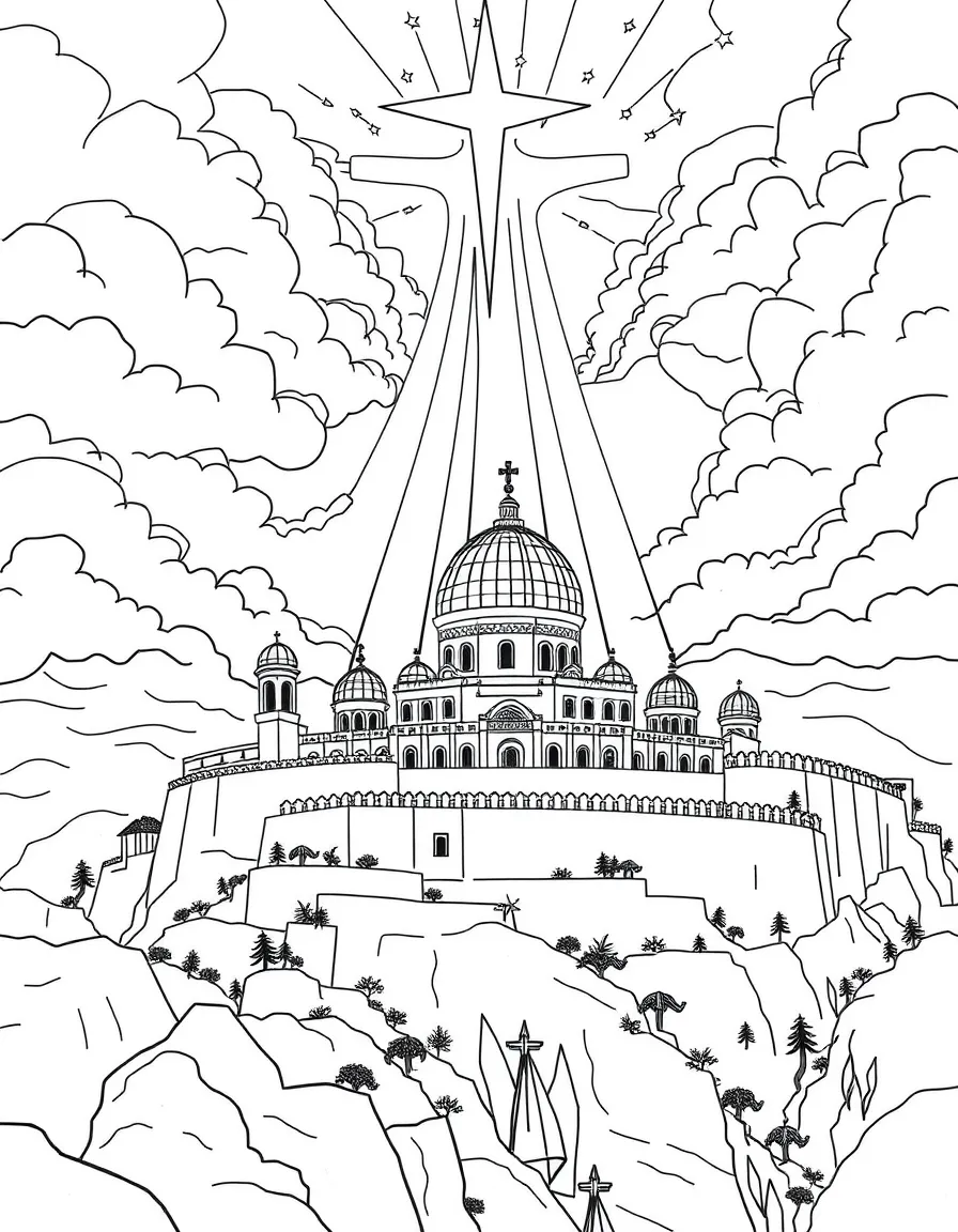 The holy city, New Jerusalem, descending from heaven.