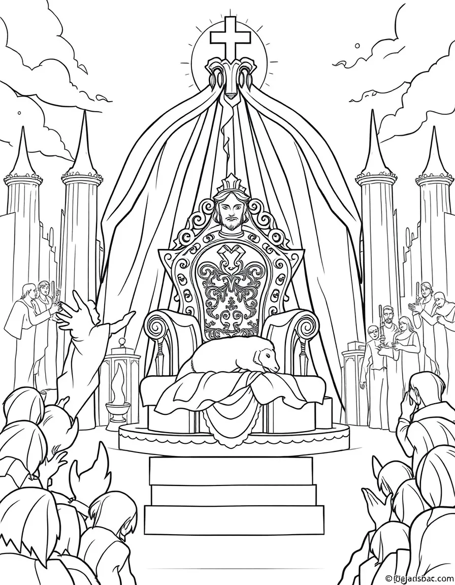 The throne of God and the Lamb in the city.