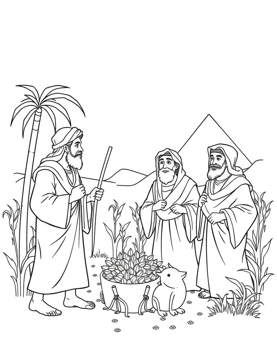 Joseph's brothers coming to Egypt to buy grain.