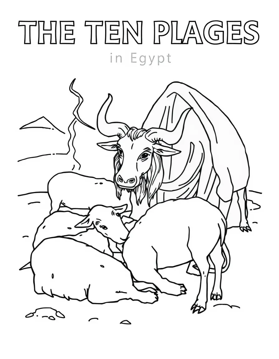 The ten plagues in Egypt: livestock dying.