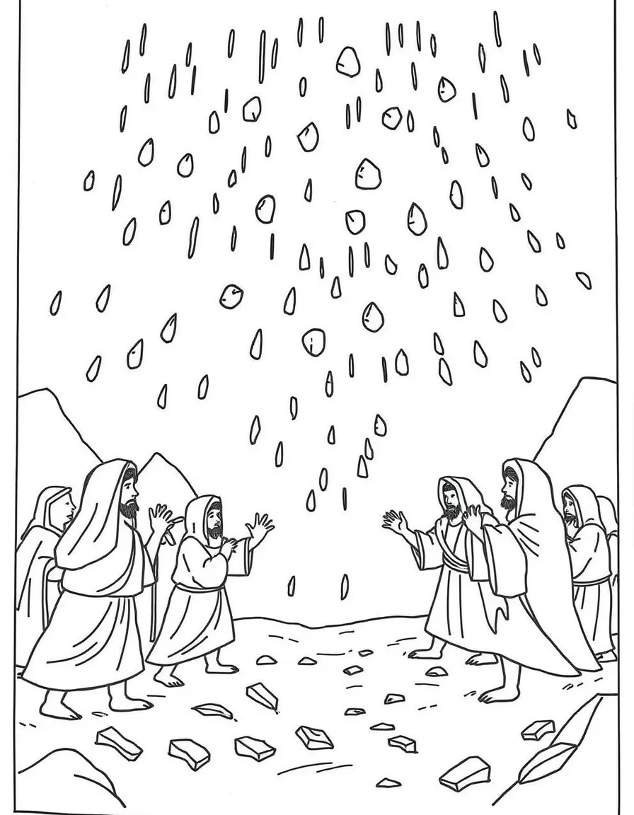 The ten plagues in Egypt: hailstones falling.