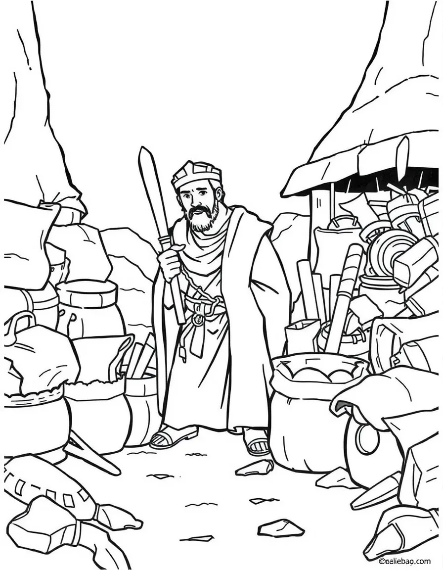 Saul hiding among the supplies when he's called to be king.