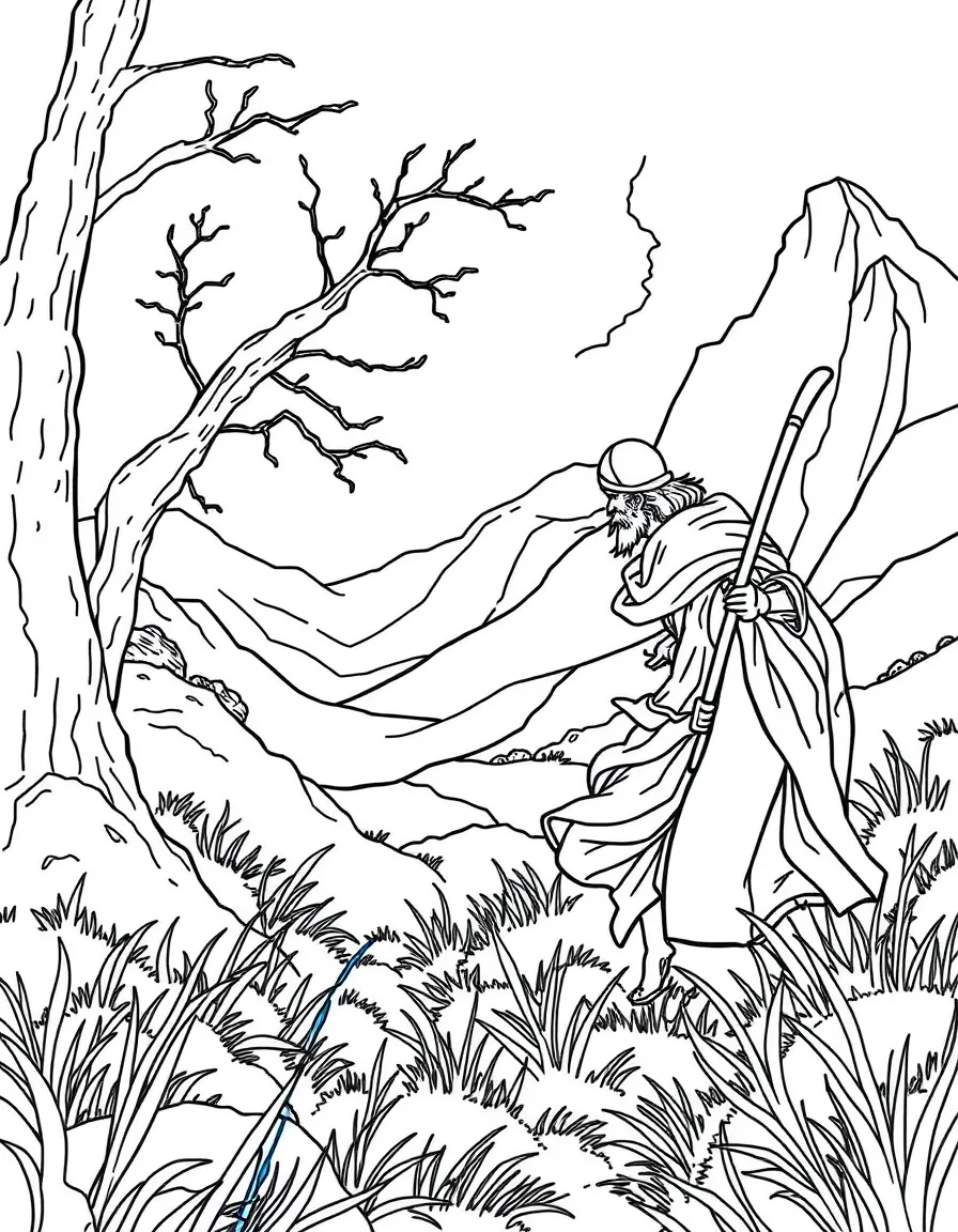 David fleeing from Saul, hiding in the wilderness.