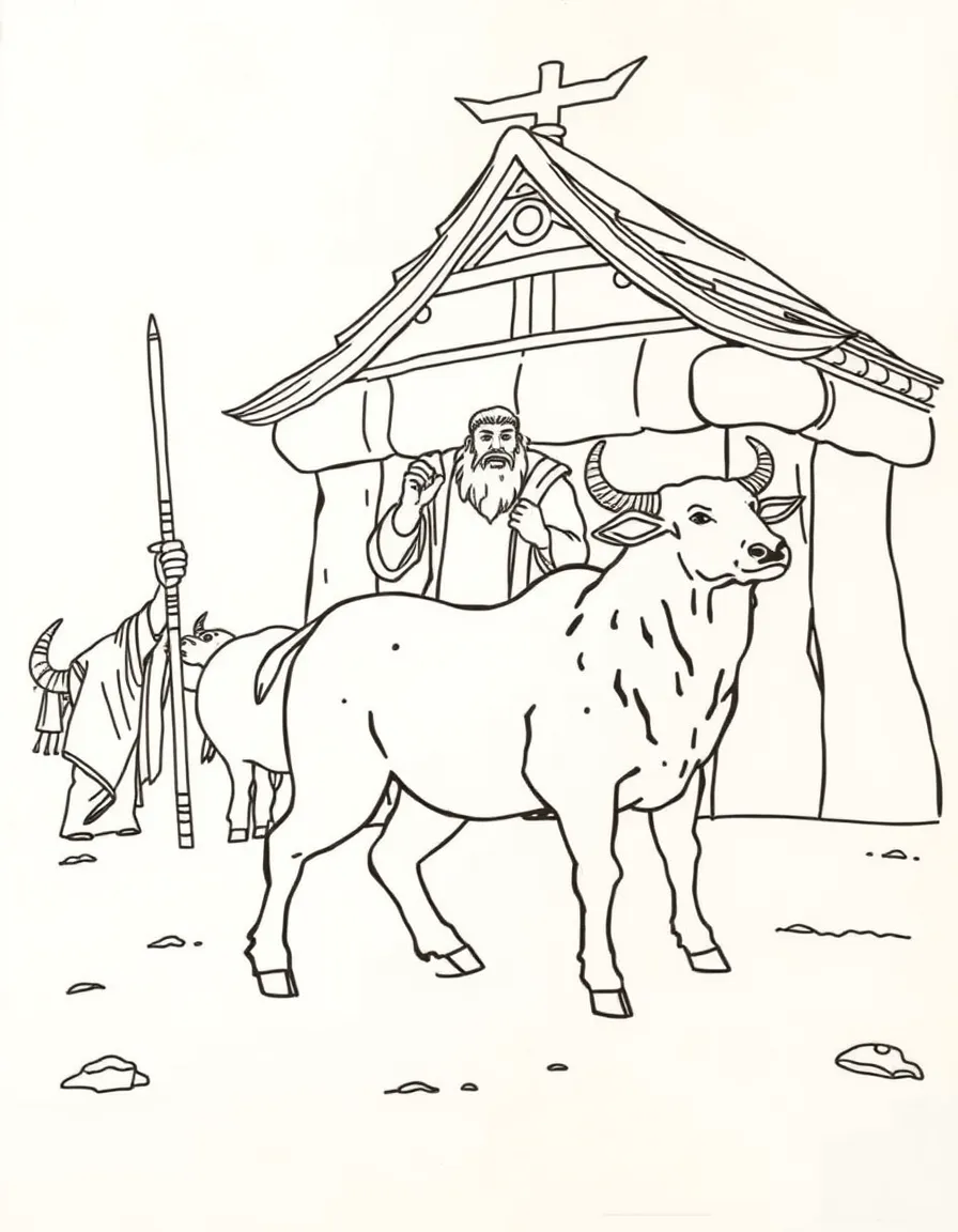 Jeroboam building golden calves for the northern kingdom.