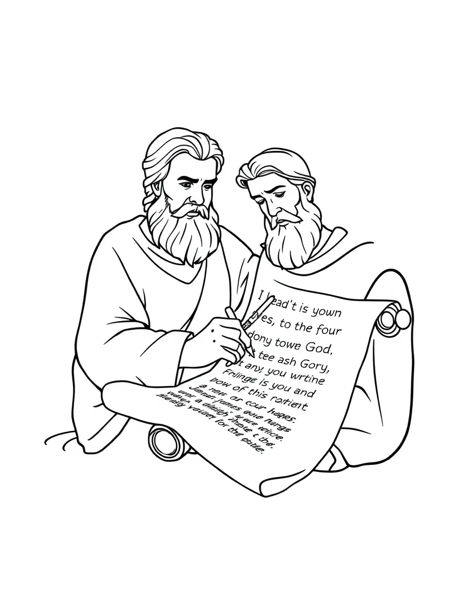 Jeremiah writing down God's words on a scroll.