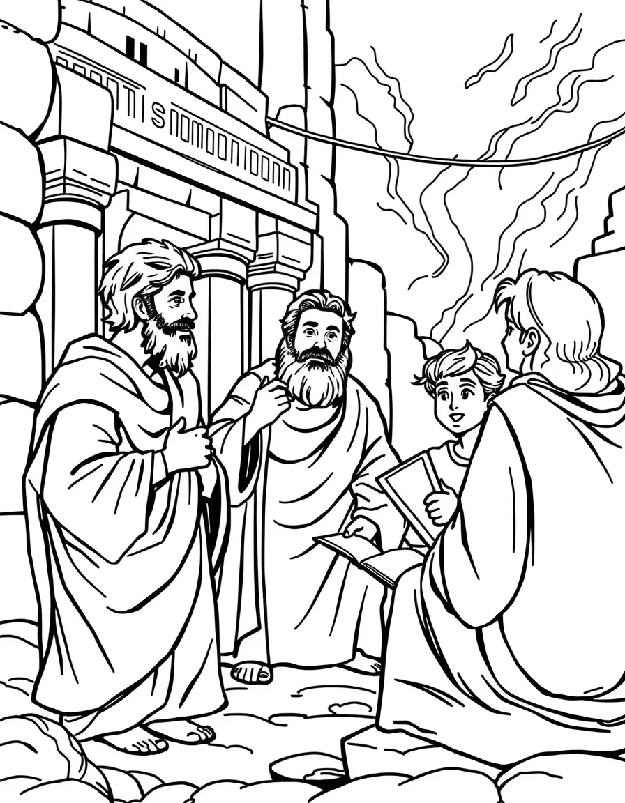 Daniel and his friends being educated in Babylon.