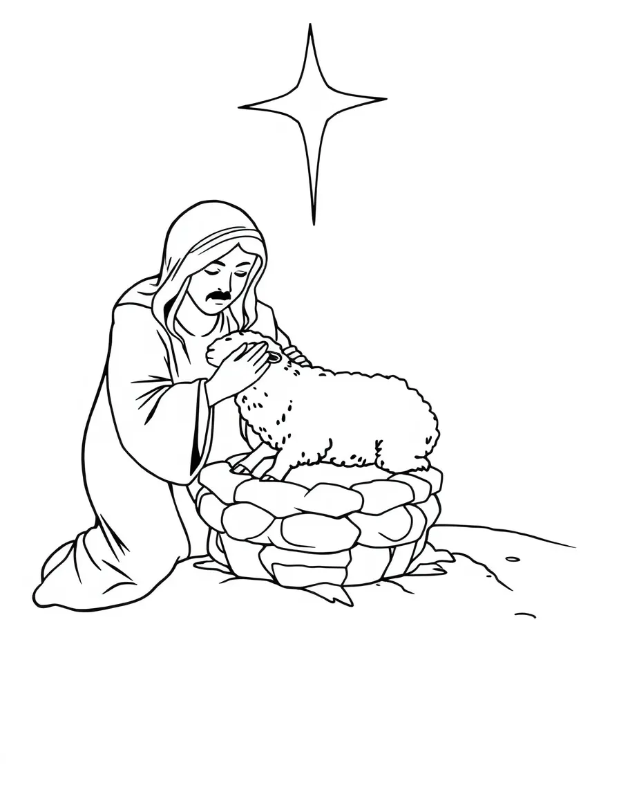 The Passover lamb being sacrificed.