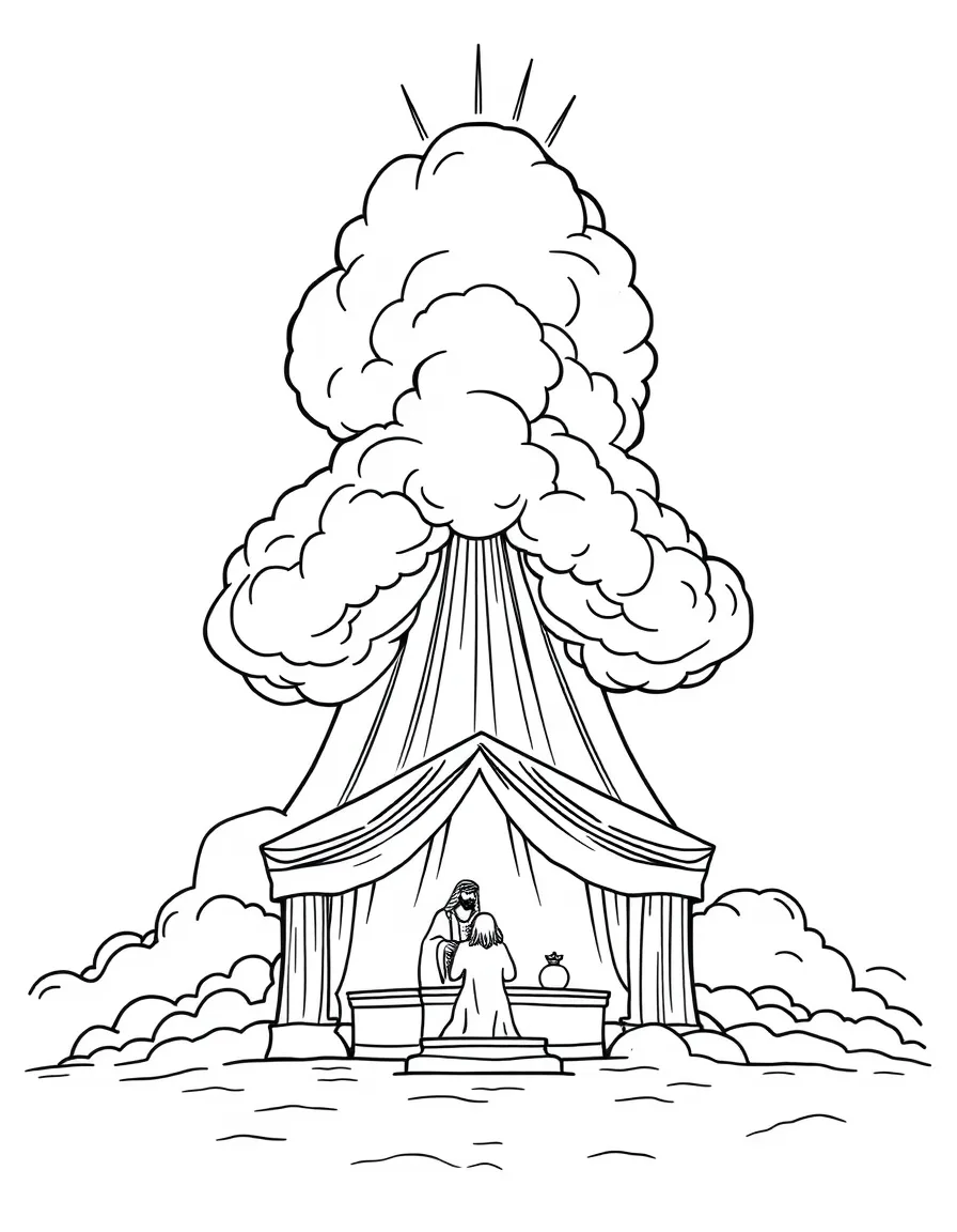 The cloud of God's glory filling the tabernacle.