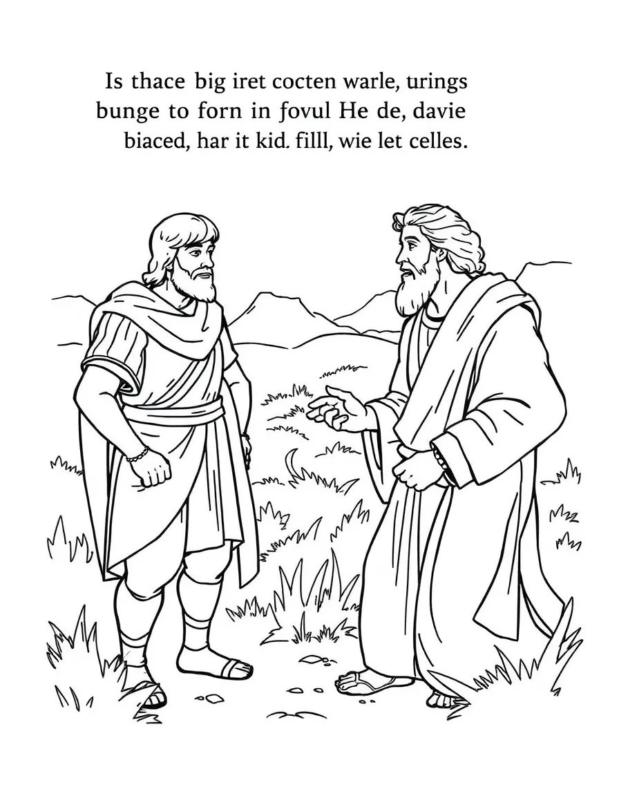 Jonathan warning David about Saul's plan to kill him.