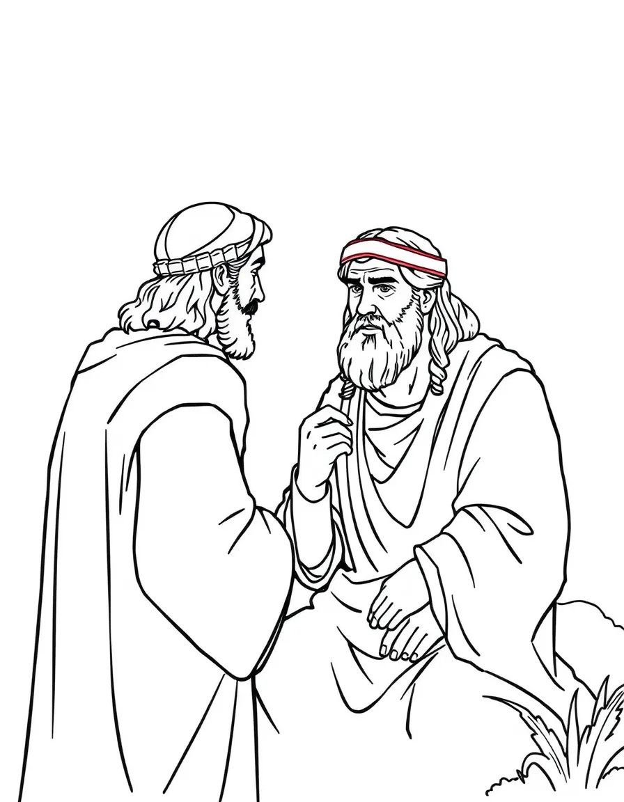 Nathan confronting David about his sin with Bathsheba.