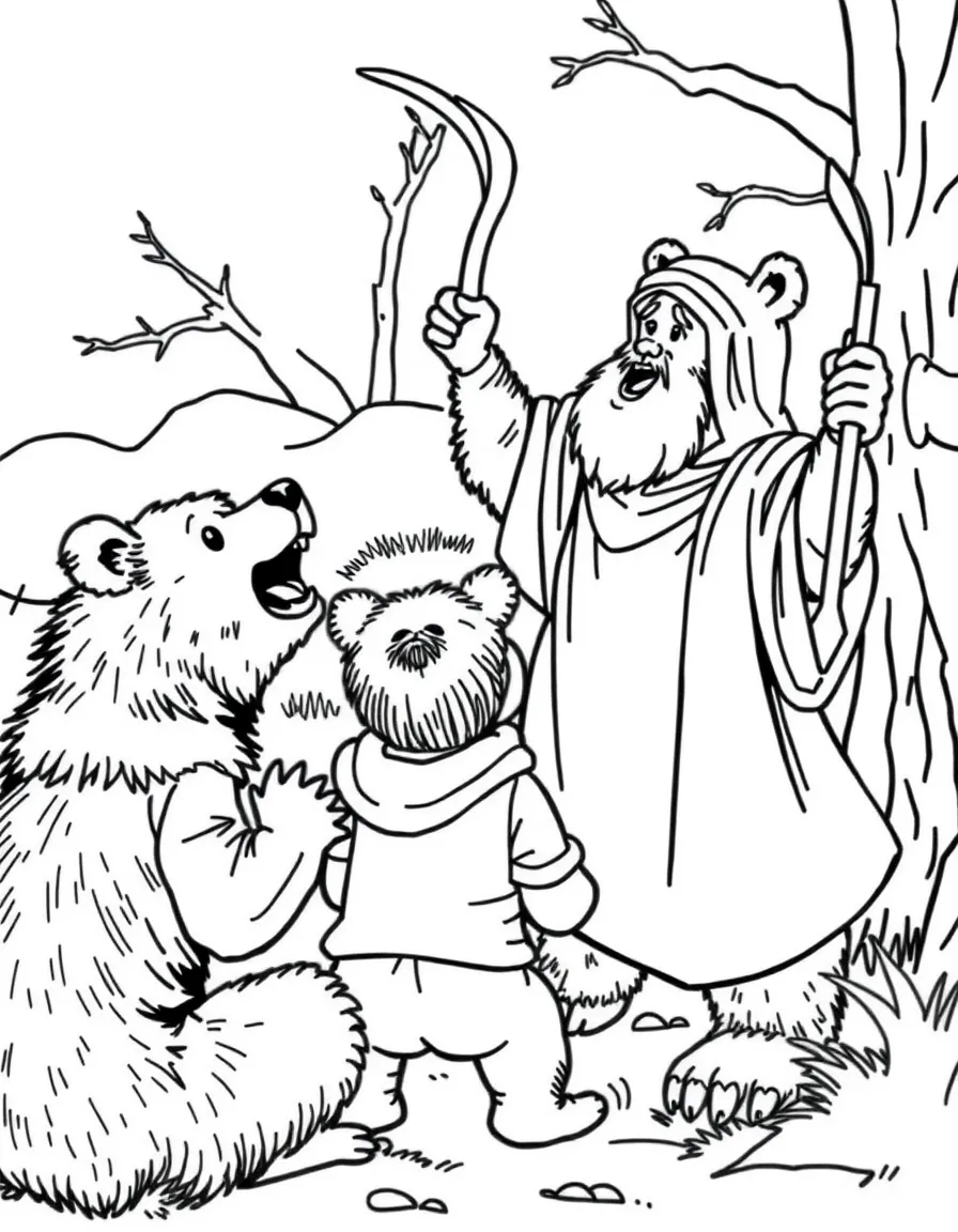 Elisha calling bears to punish the disrespectful youths.
