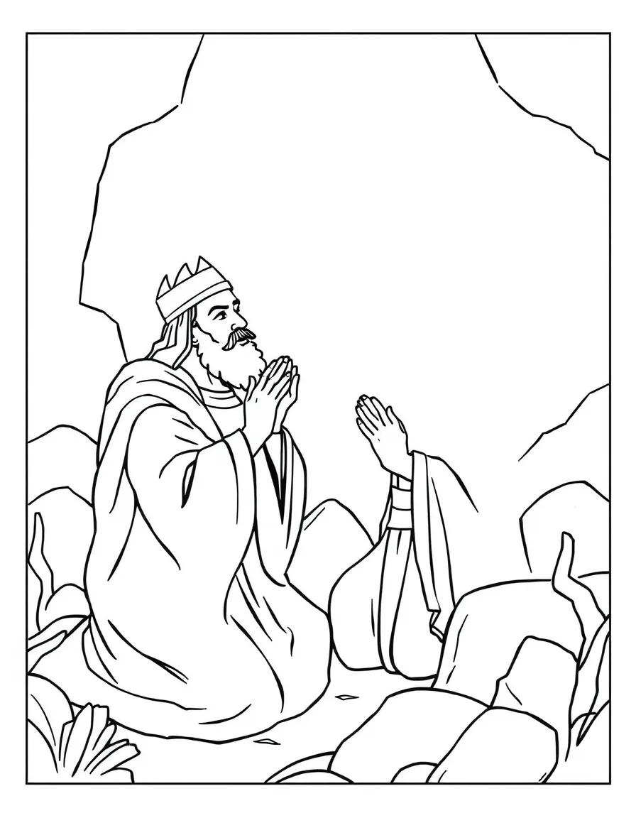 King Hezekiah praying to God when he receives the death sentence.