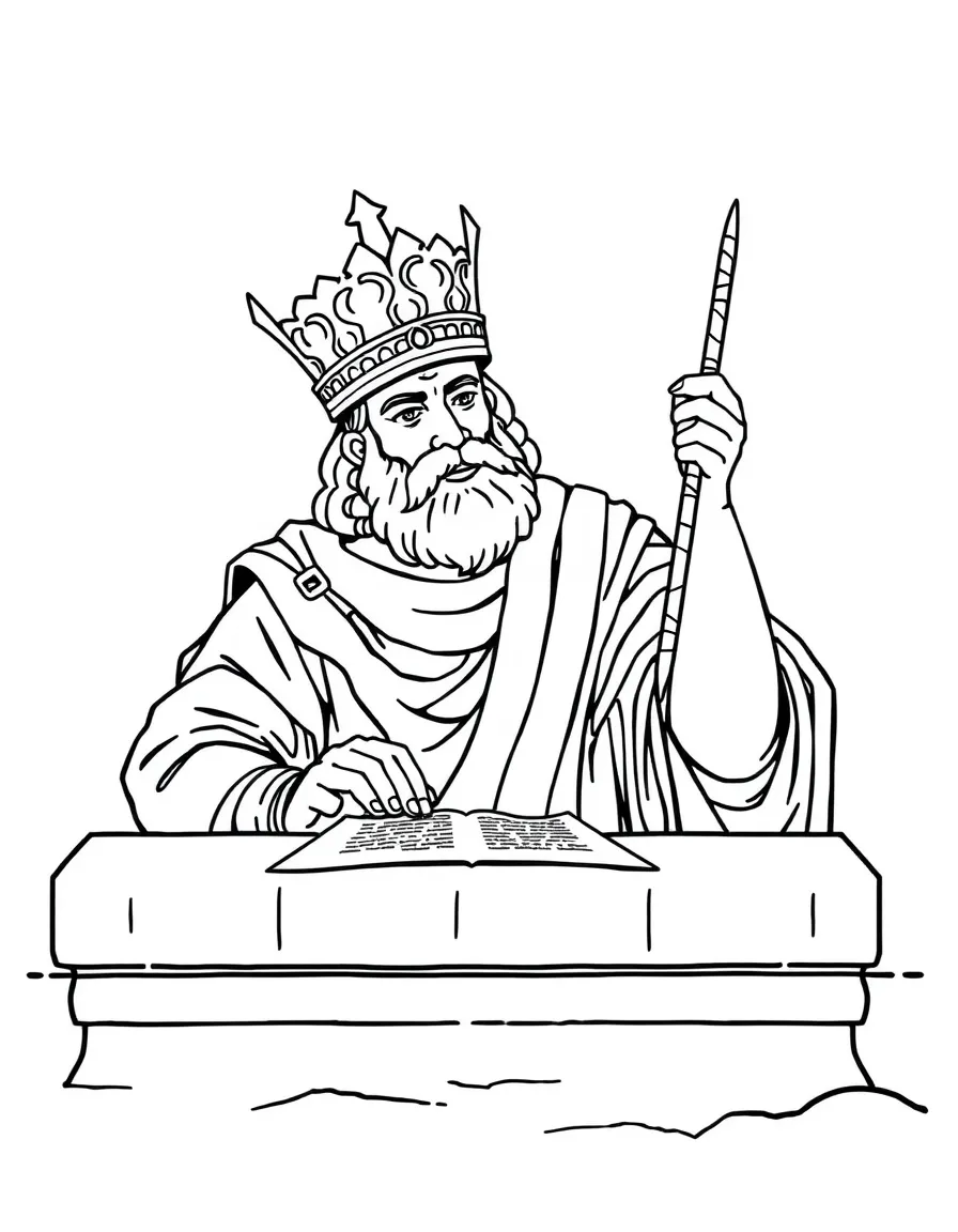 King Darius signing the decree that no one should pray to any god but him.
