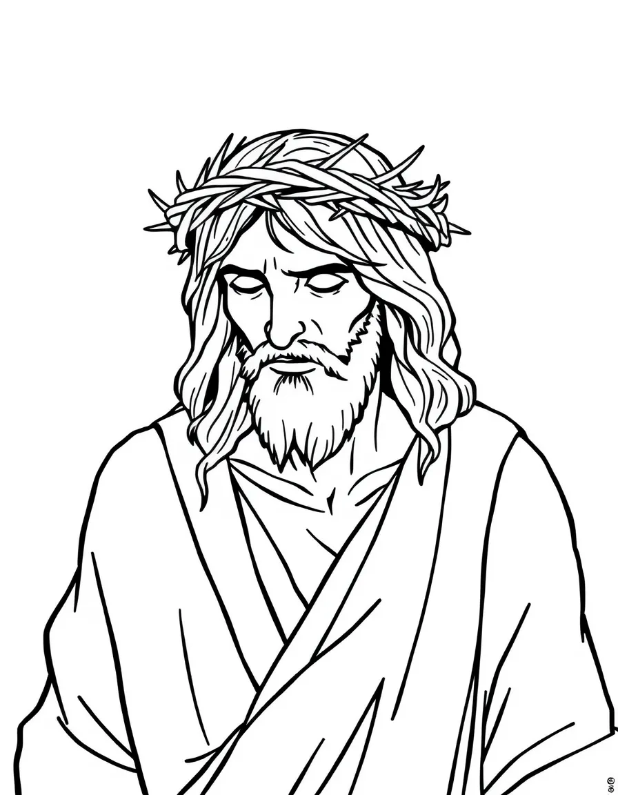 Jesus being scourged and a crown of thorns placed on his head.
