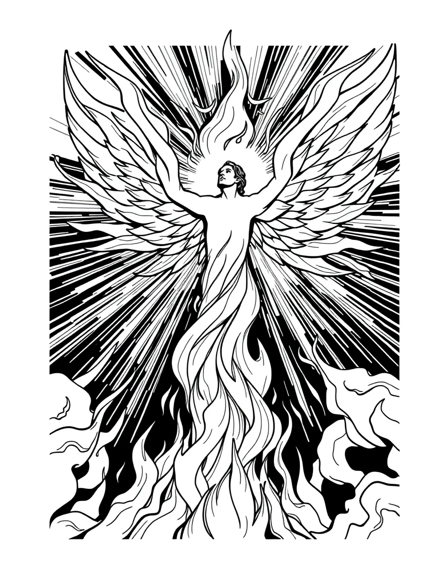 The Holy Spirit descending like a strong wind and tongues of fire.
