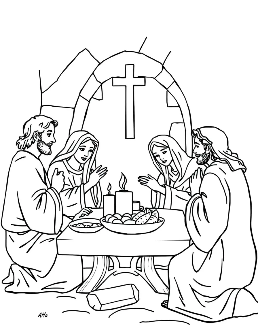The early church sharing meals and praying together.