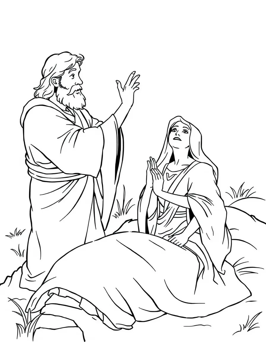 Peter raising Dorcas from the dead, and she opens her eyes.