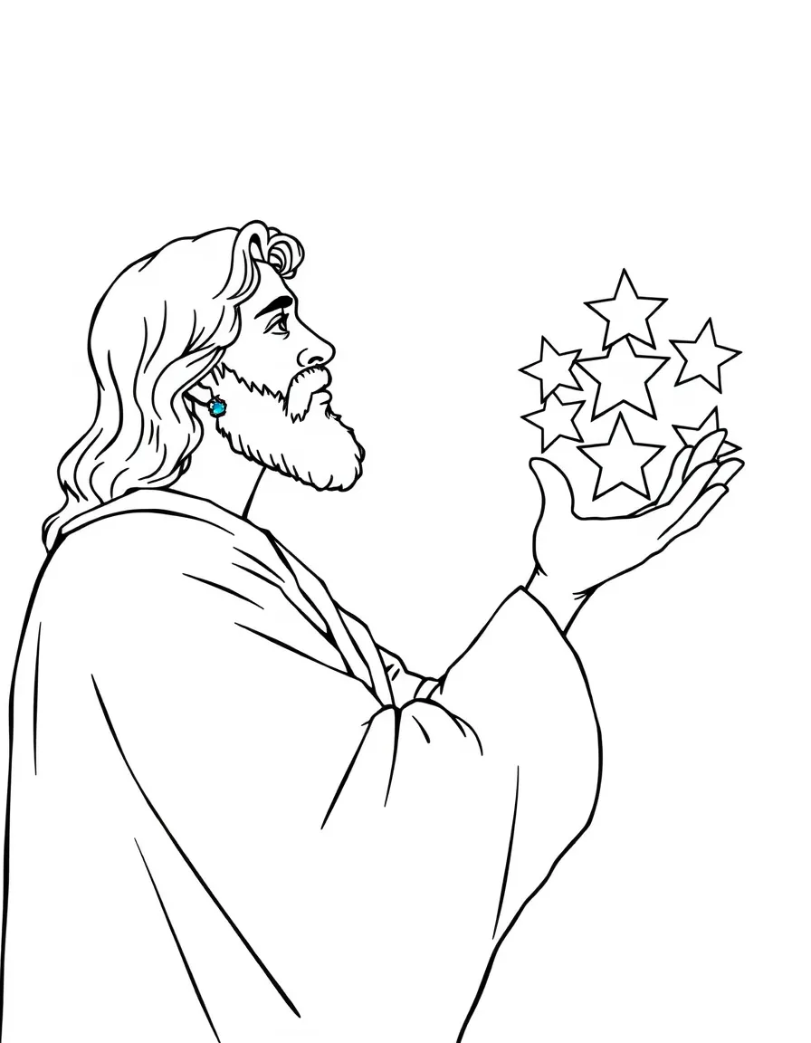 John seeing Jesus with seven stars in his right hand.
