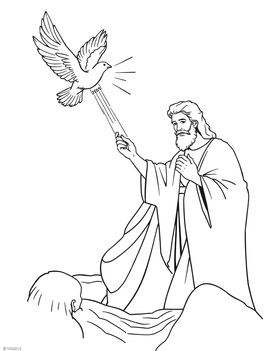 Jesus being baptized, with a dove descending and light from heaven.