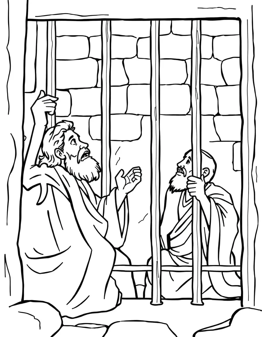 Paul and Silas in prison, singing and praising God.