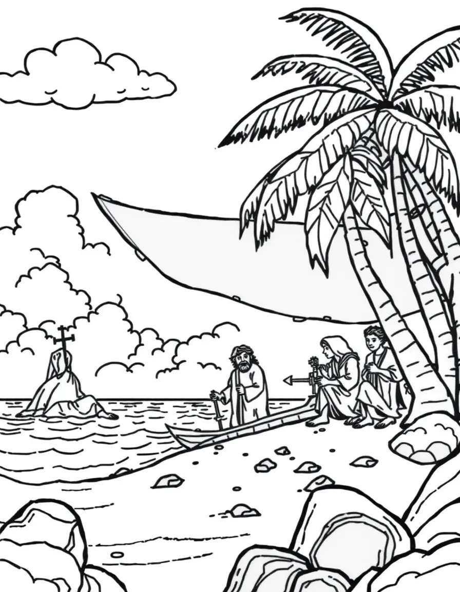 Paul shipwrecked, on an island with friendly islanders.