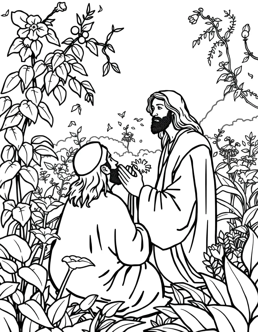 Jesus in the garden, praying earnestly.
