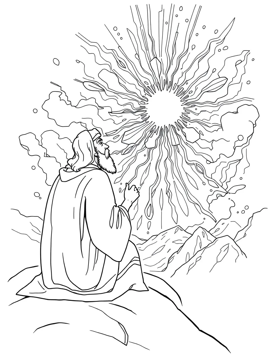 John on Patmos, looking at a vision of heaven.