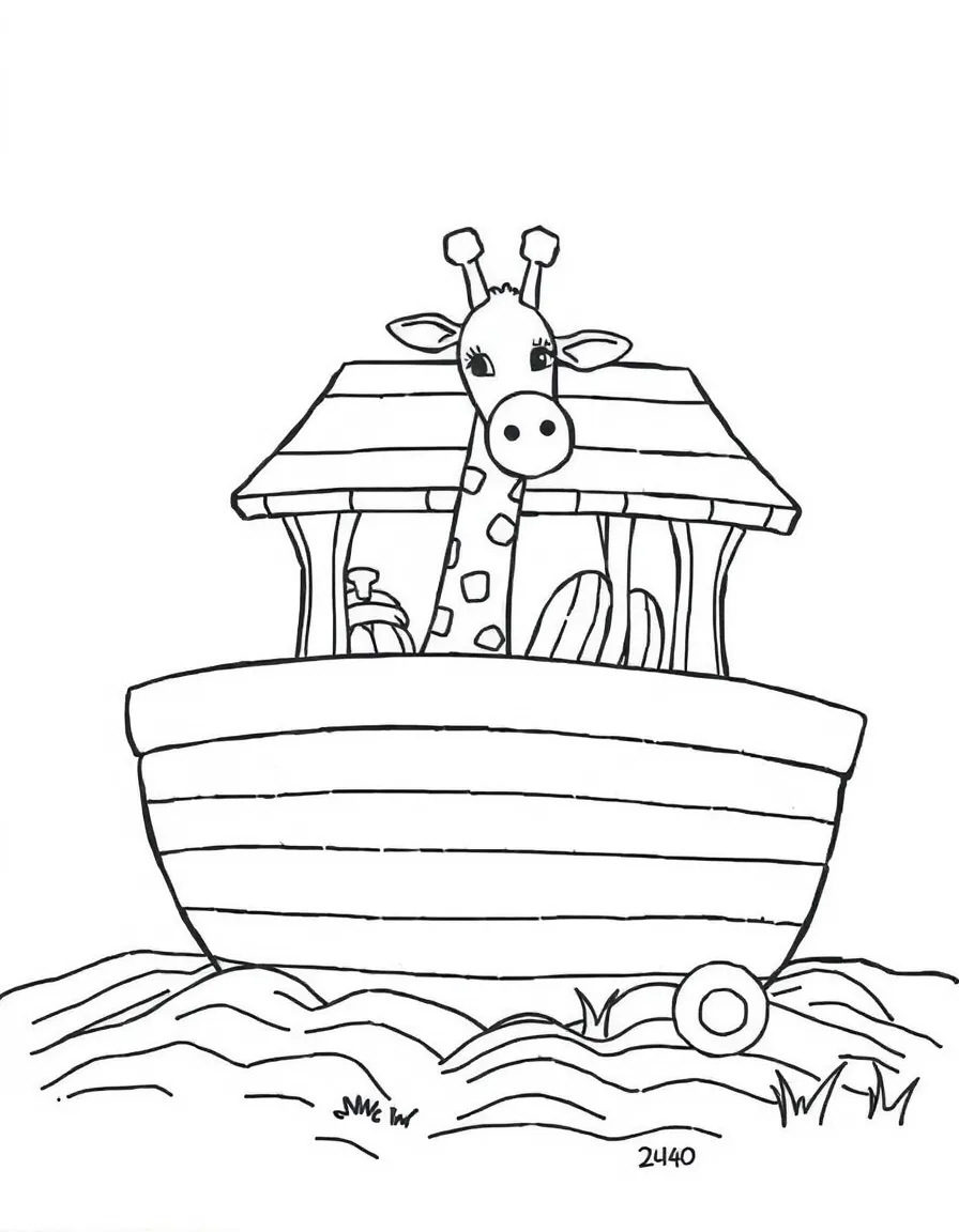 Noah's ark, with a cheerful giraffe peeking out.