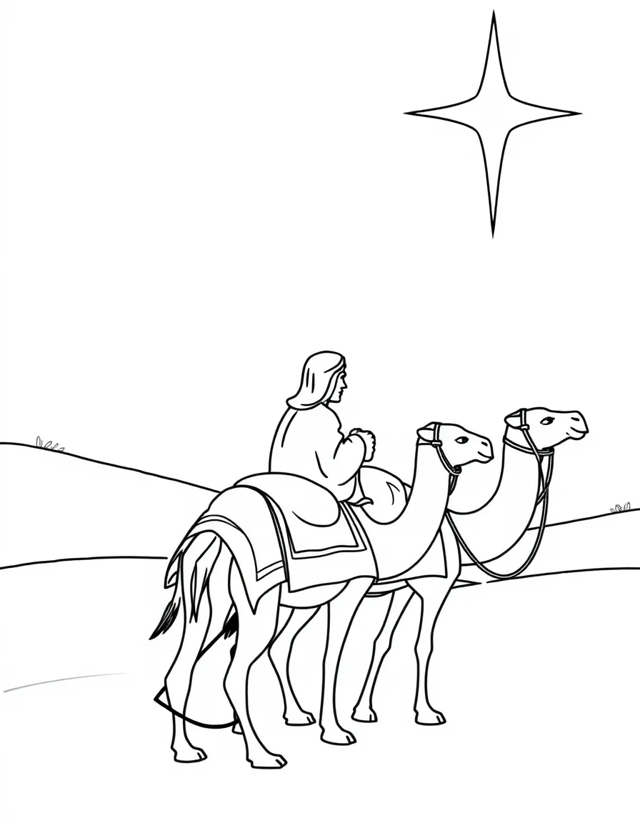 The wise men on camels, following a bright star.