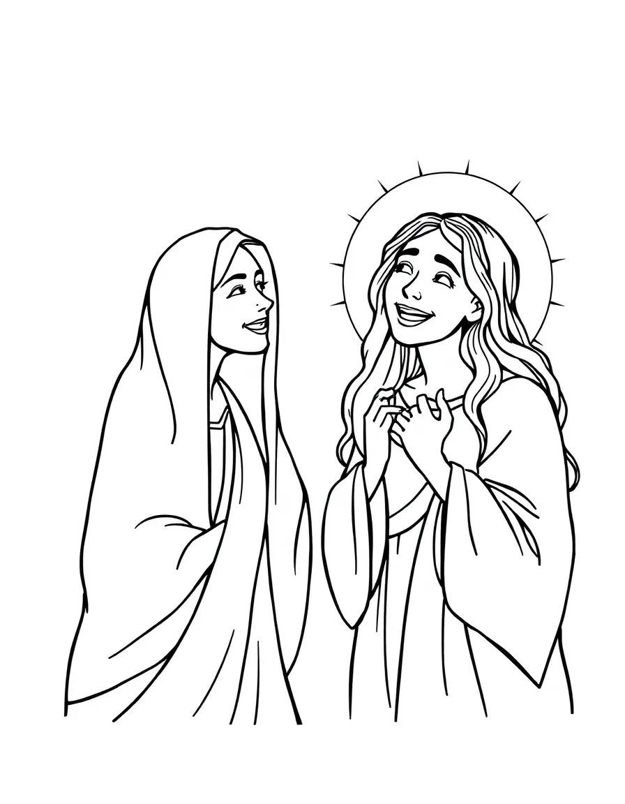 Mary Magdalene seeing Jesus, with a joyful expression.