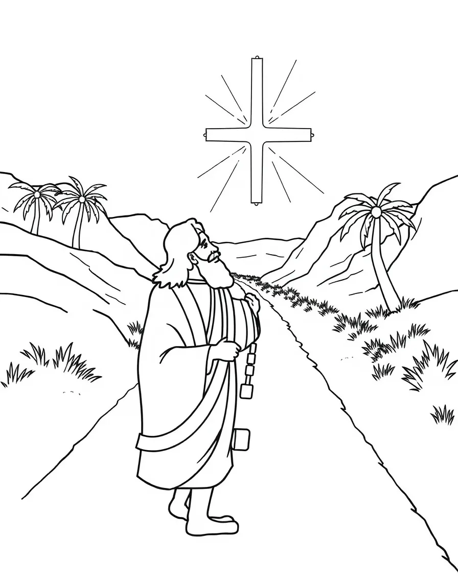 Paul on the road to Damascus, with a bright light.