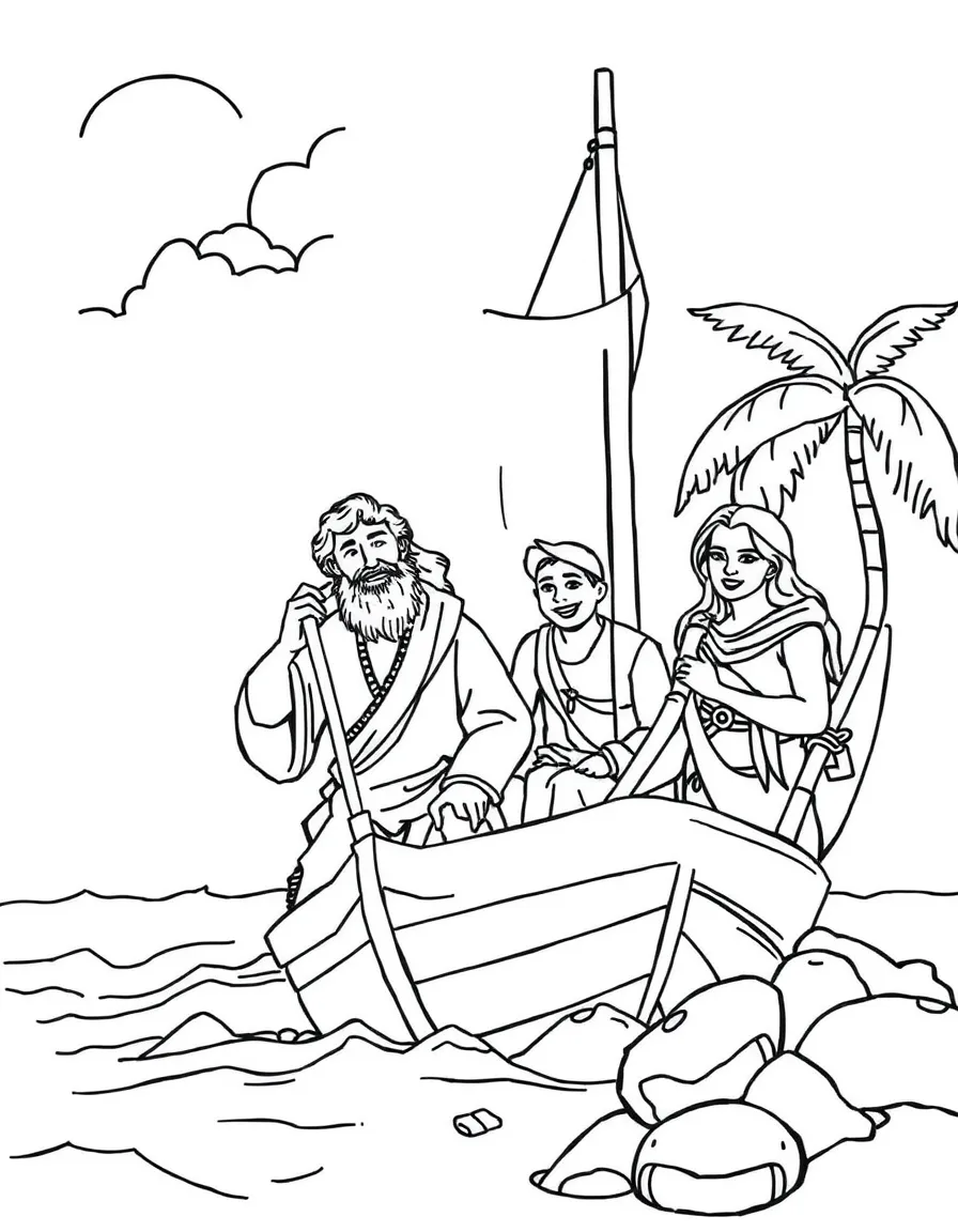 Paul shipwrecked, with friendly islanders.