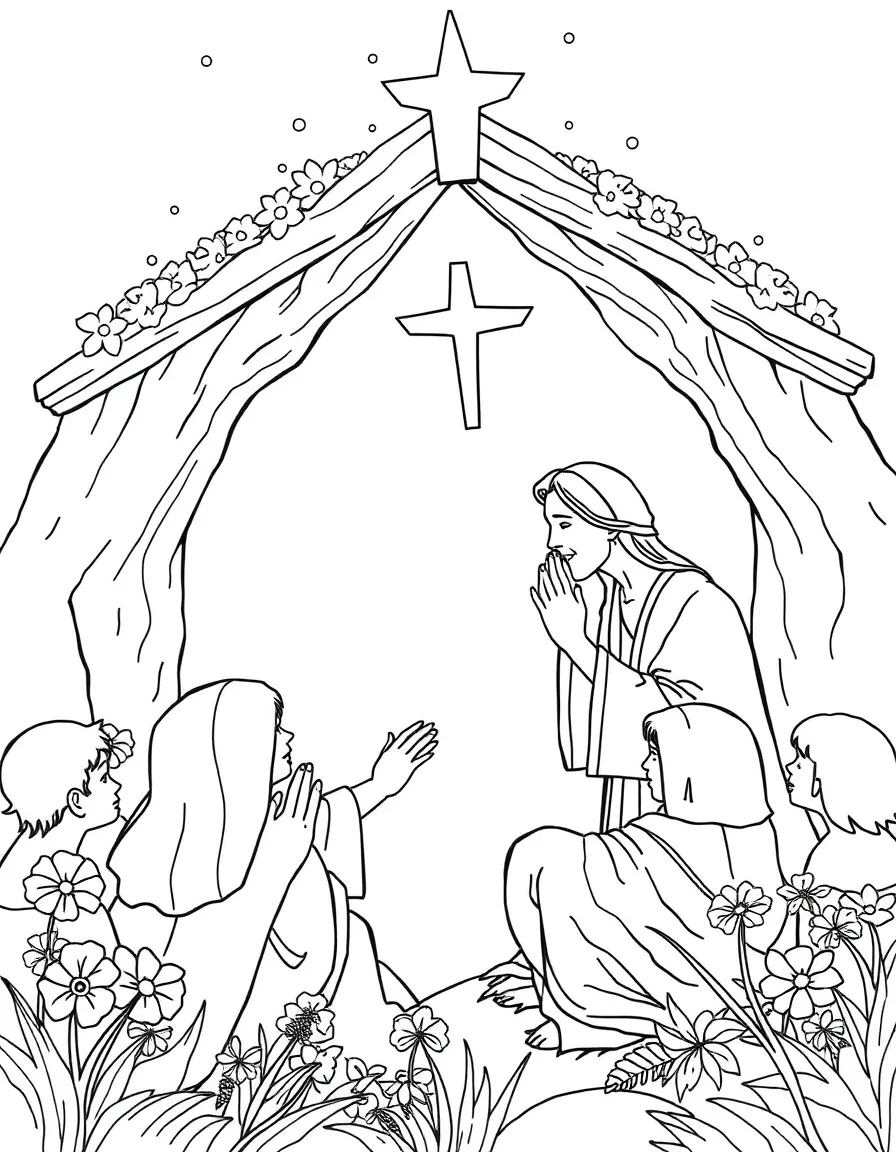 God dwelling with his people, wiping away tears.