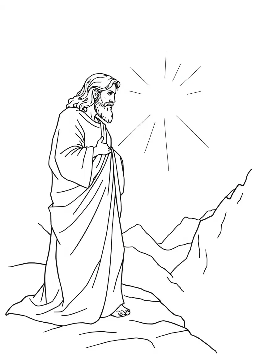 John on Patmos, seeing a shining Jesus.