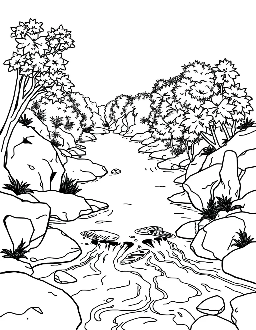 The river of life, with clear blue water.