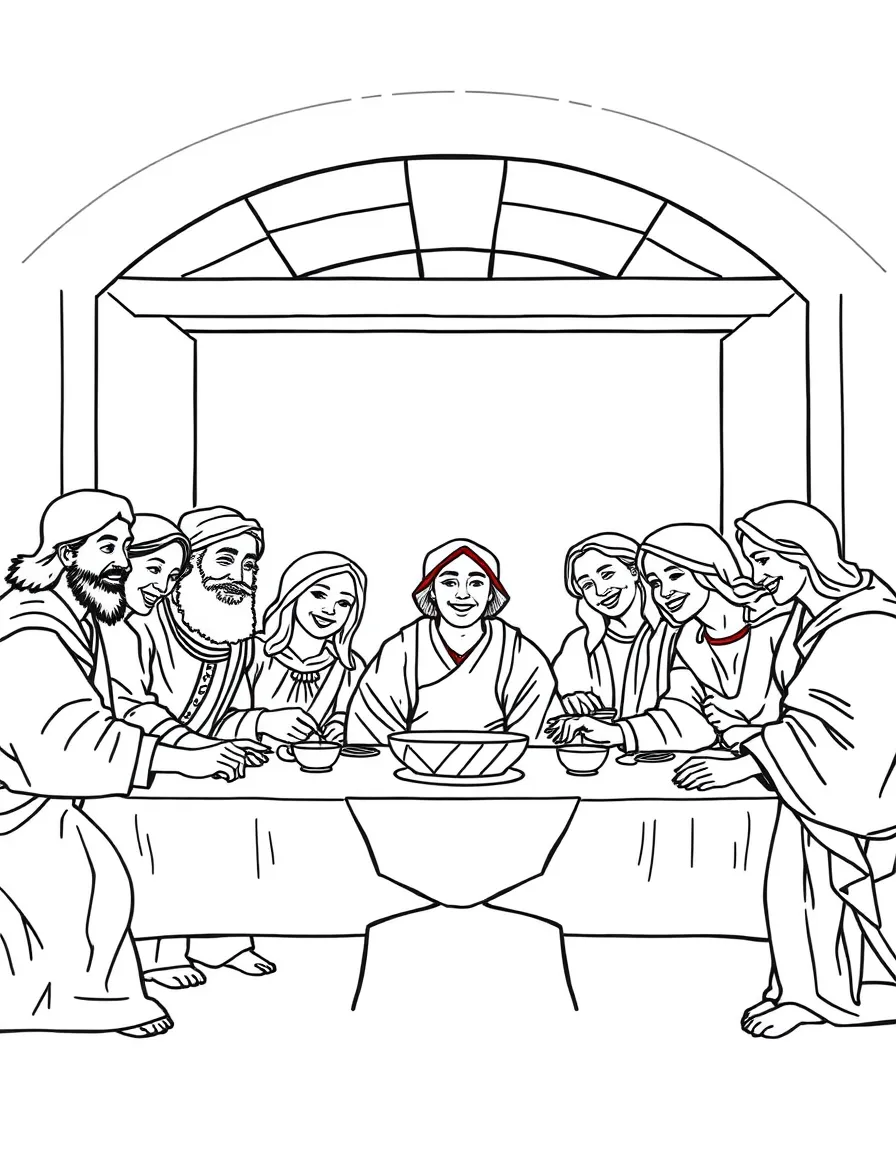 The Last Supper, with everyone smiling.