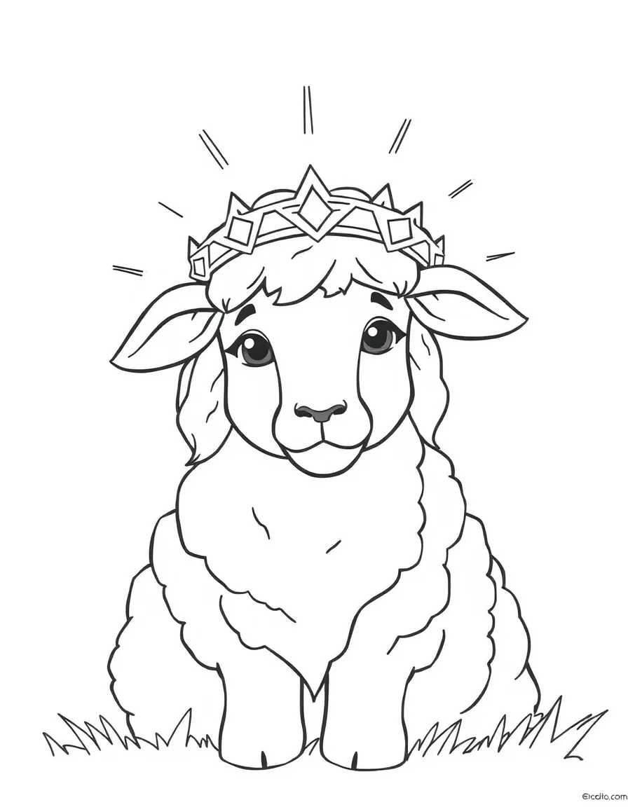 Jesus as the Lamb, with a gentle crown.