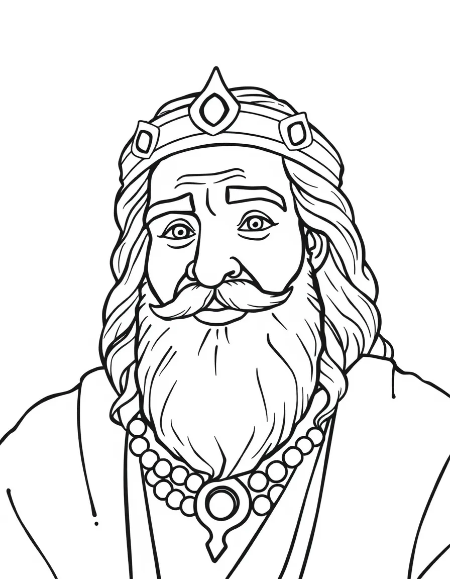 King Solomon, with a wise and kind expression.