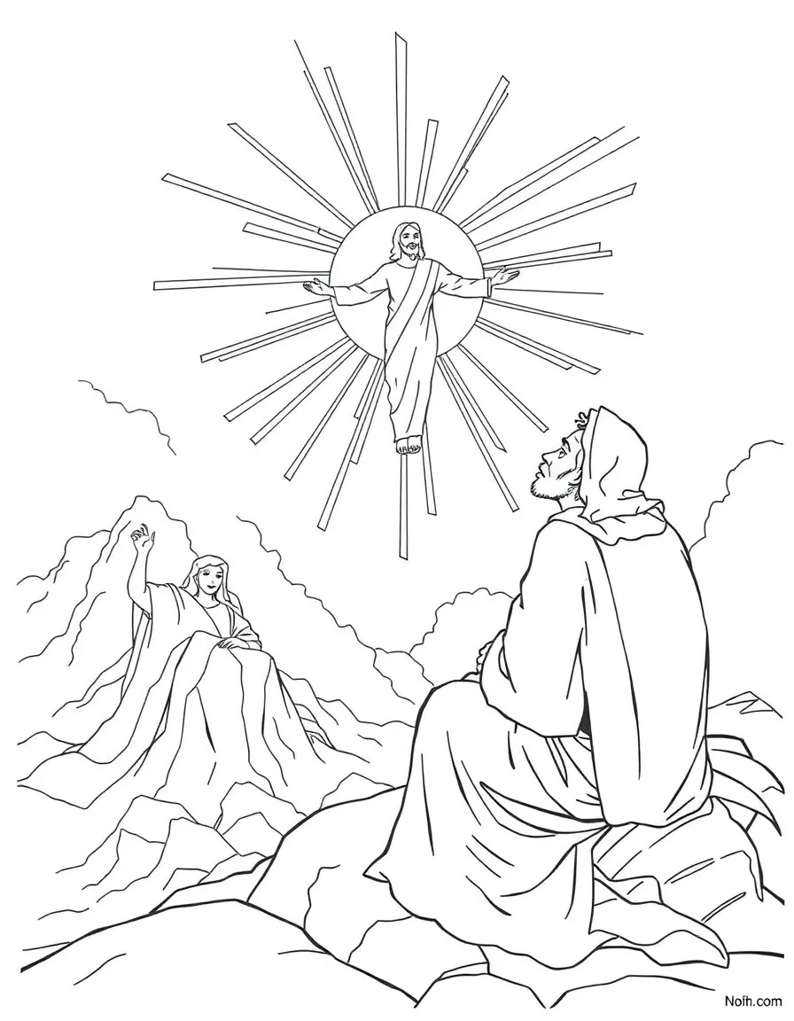 John on Patmos, with a vision of Jesus.