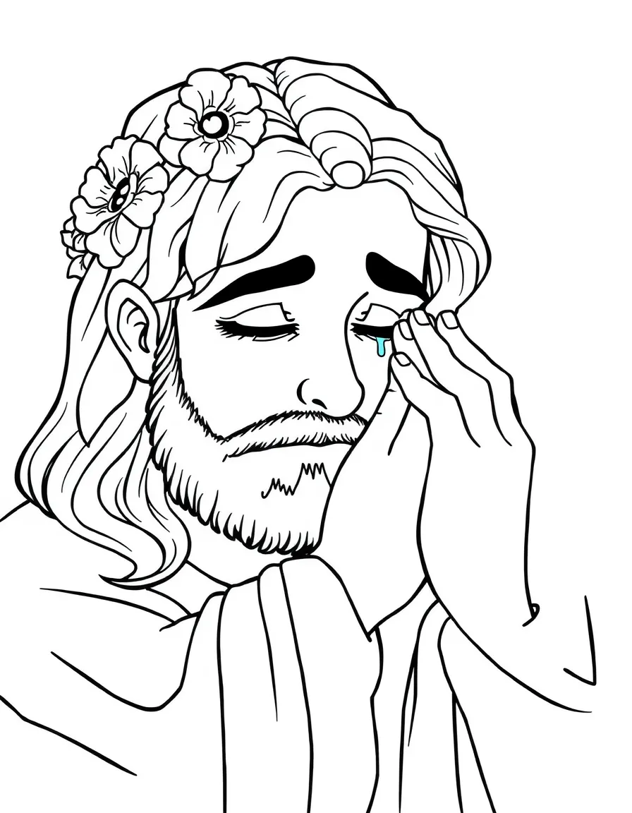 God wiping away tears, with comfort.