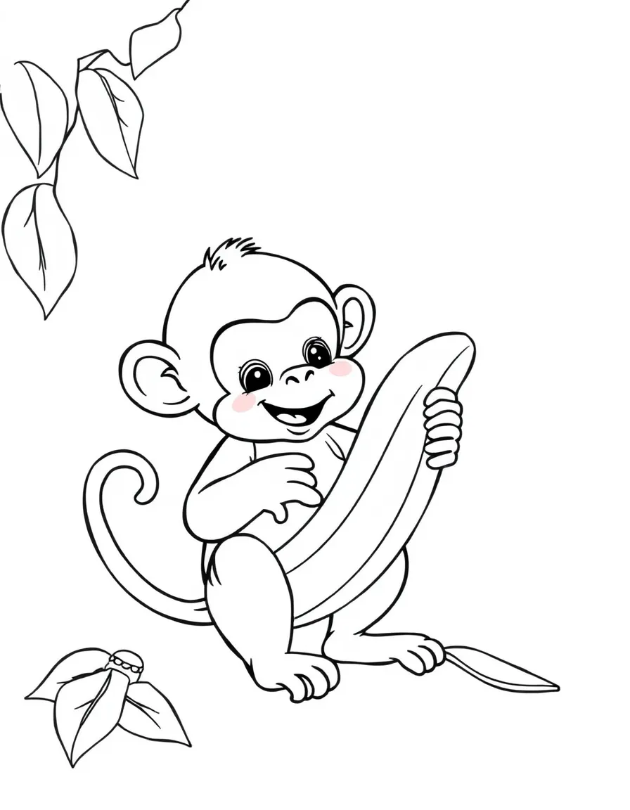 A little monkey is peeling a banana