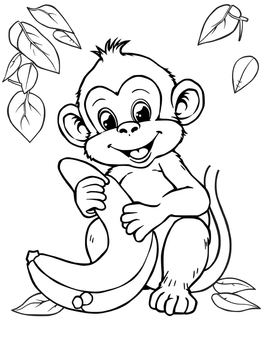 A little monkey is peeling a banana