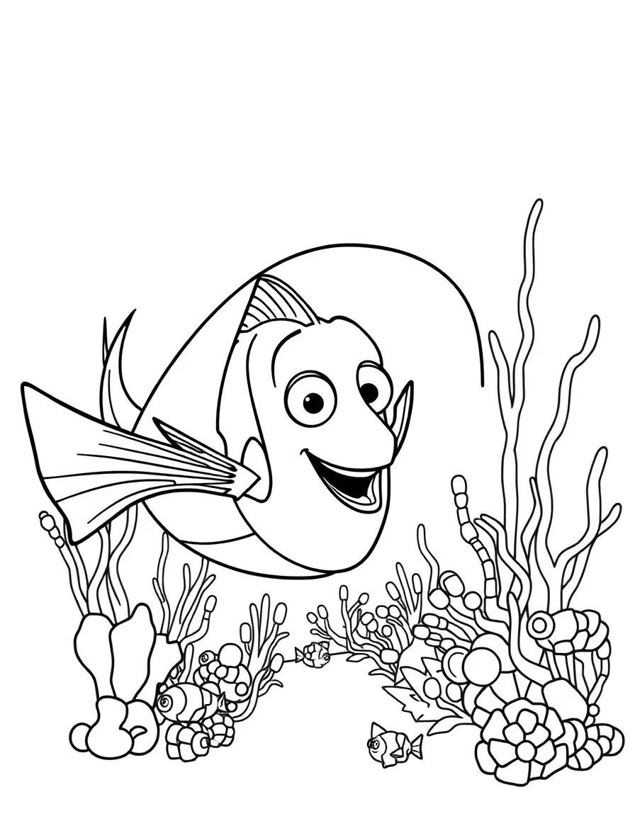(Finding Nemo characters) A friendly whale with Dory