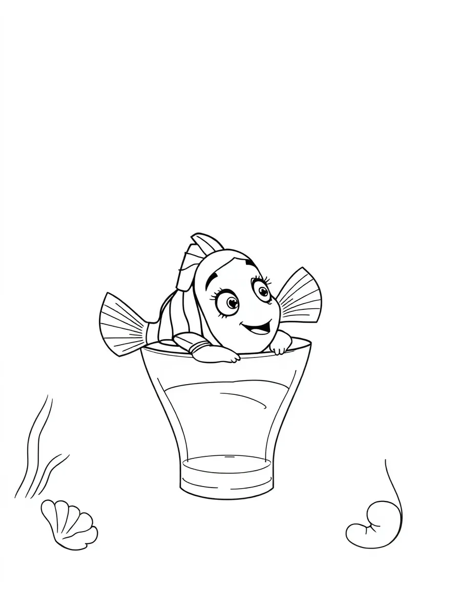 (Finding Nemo characters) Peach relaxing on the glass