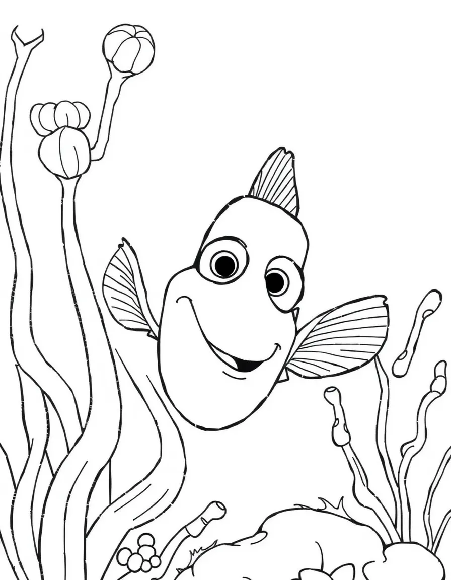 (Finding Nemo characters) Gurgle hiding behind a plant