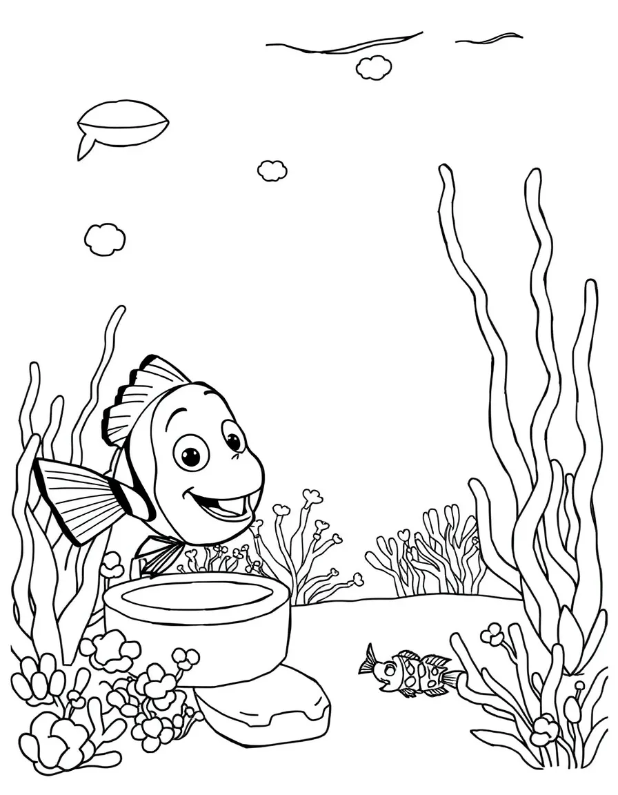 (Finding Nemo characters) Jacques cleaning the tank